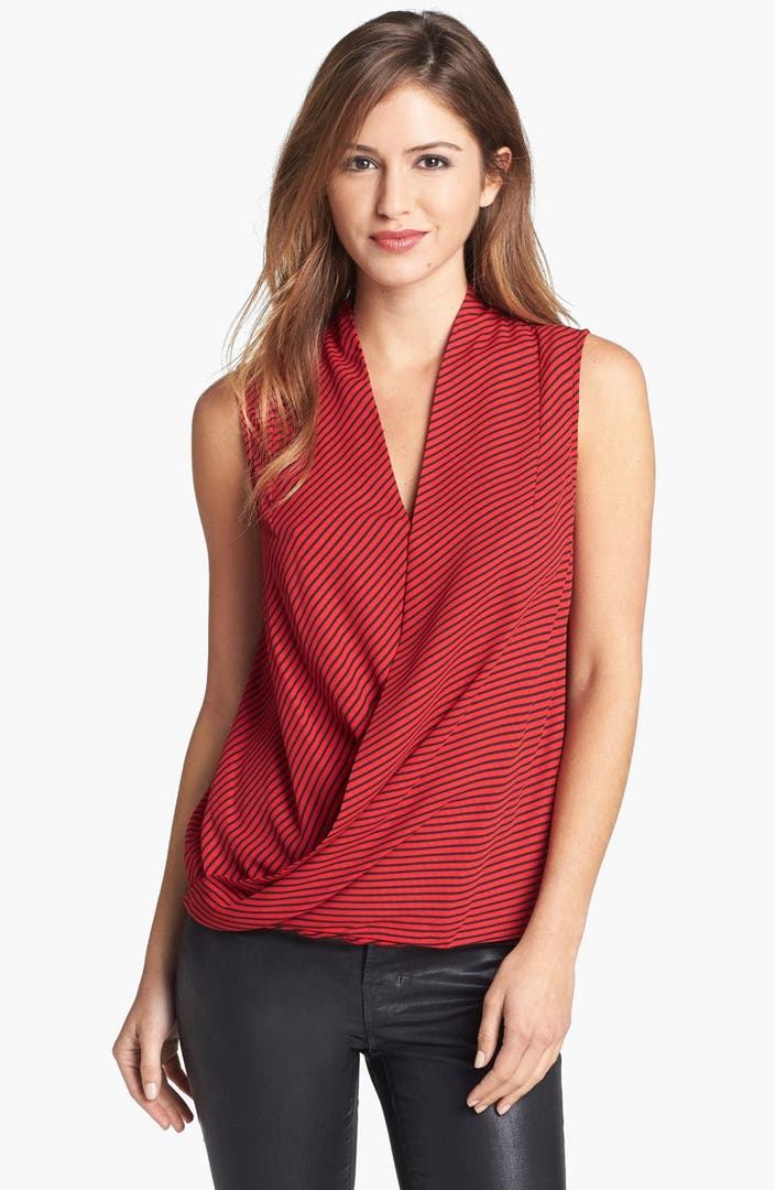 Vince Camuto Stripe Sleeveless Faux Wrap Top | Nordstrom