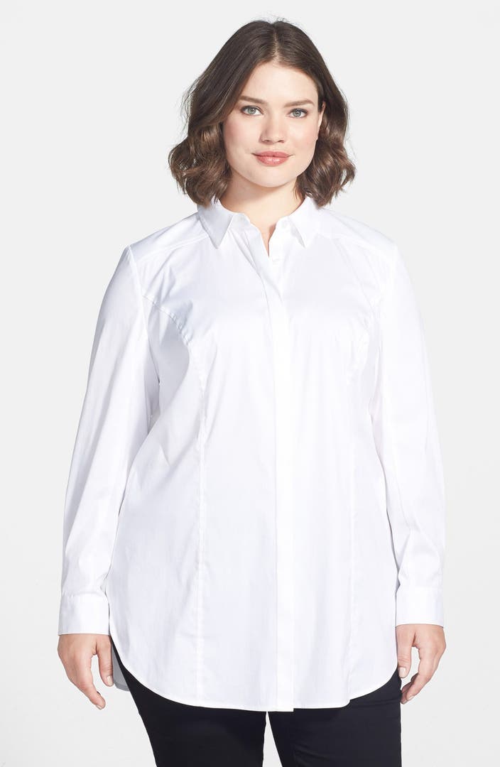 Sejour Stretch Poplin Shirt (Plus Size) | Nordstrom