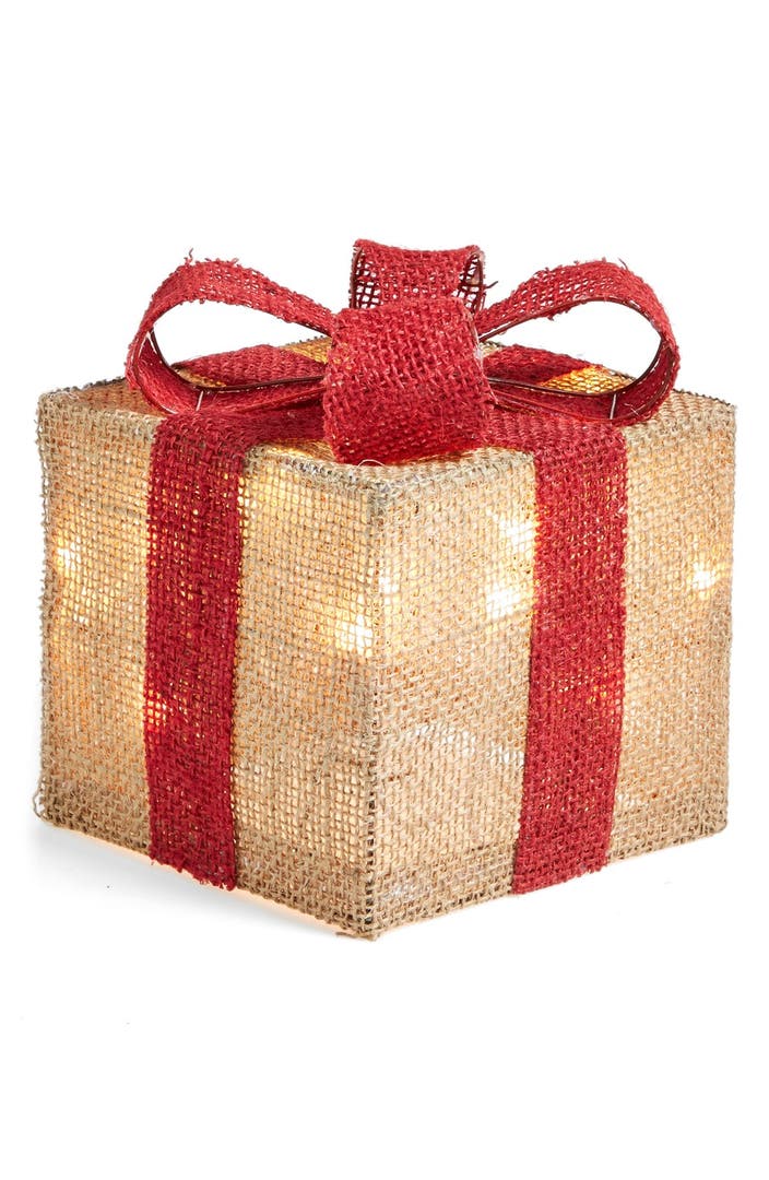 Shea's Wildflower Lighted Burlap Gift Box Nordstrom