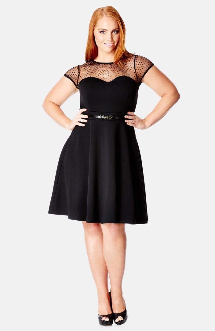 City Chic Dot Yoke Fit And Flare Dress Plus Size Nordstrom