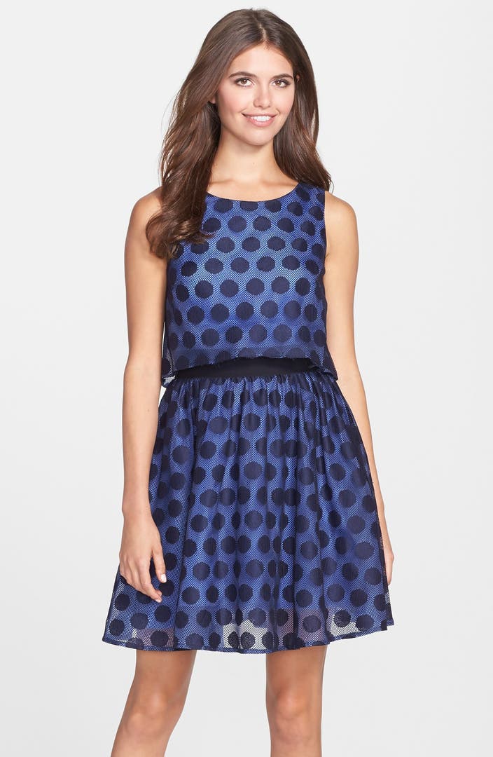 Betsey Johnson Dot Print Lace Pop Over Dress | Nordstrom