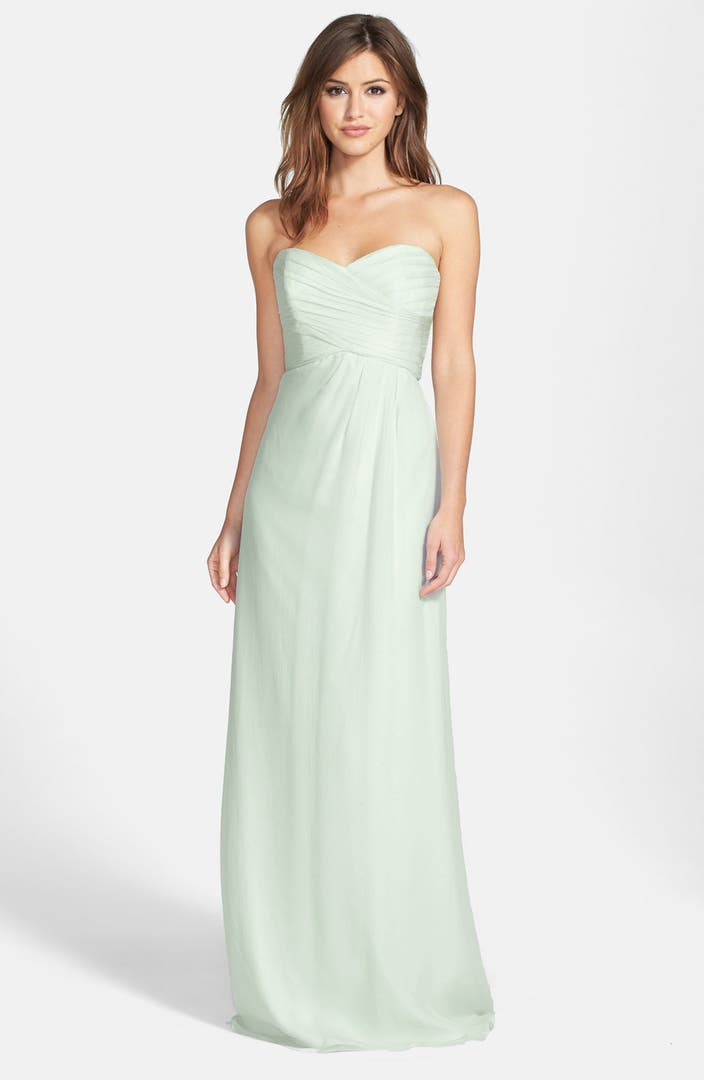 Amsale Strapless Crinkle Chiffon Gown | Nordstrom