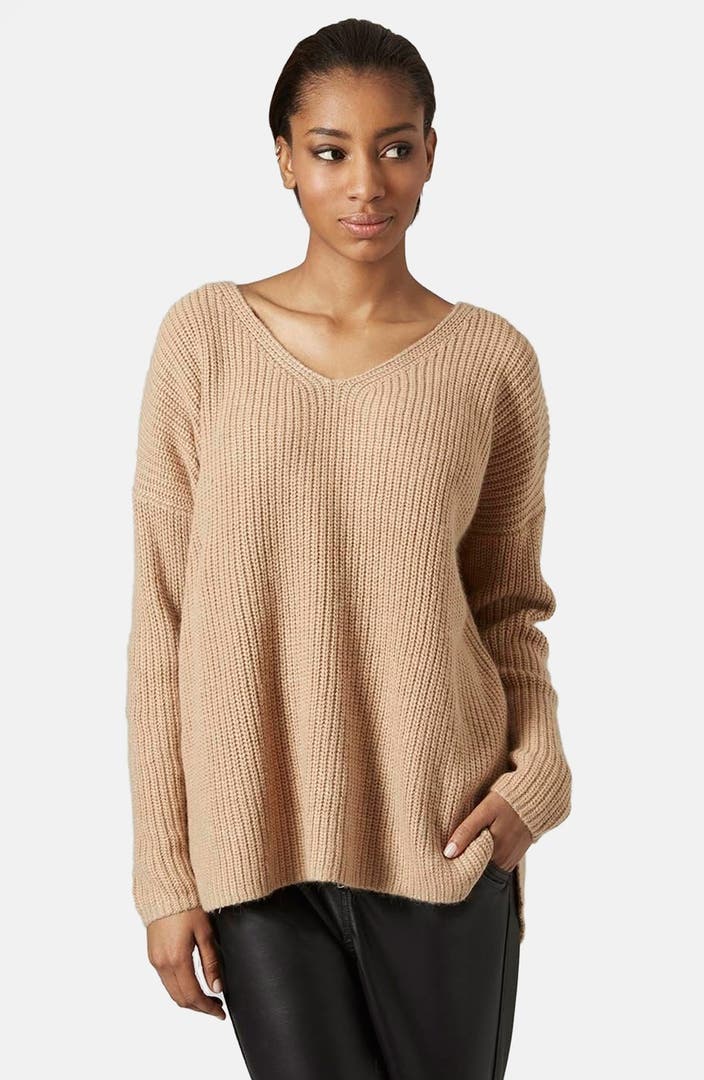 Topshop Double V-Neck Rib Sweater | Nordstrom