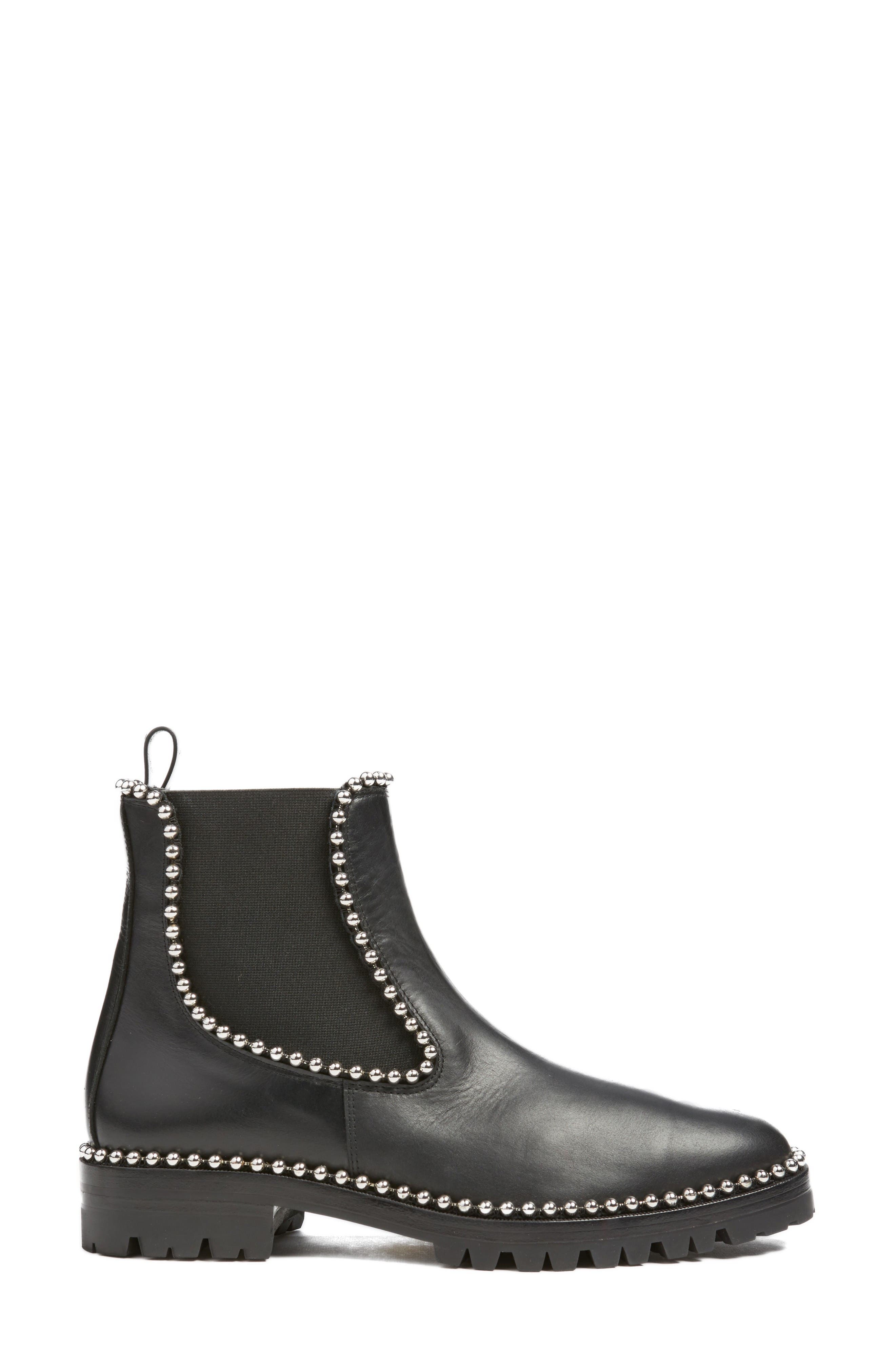 ALEXANDER WANG SPENCER BALL CHAIN-TRIMMED LEATHER CHELSEA BOOTS, BLACK ...
