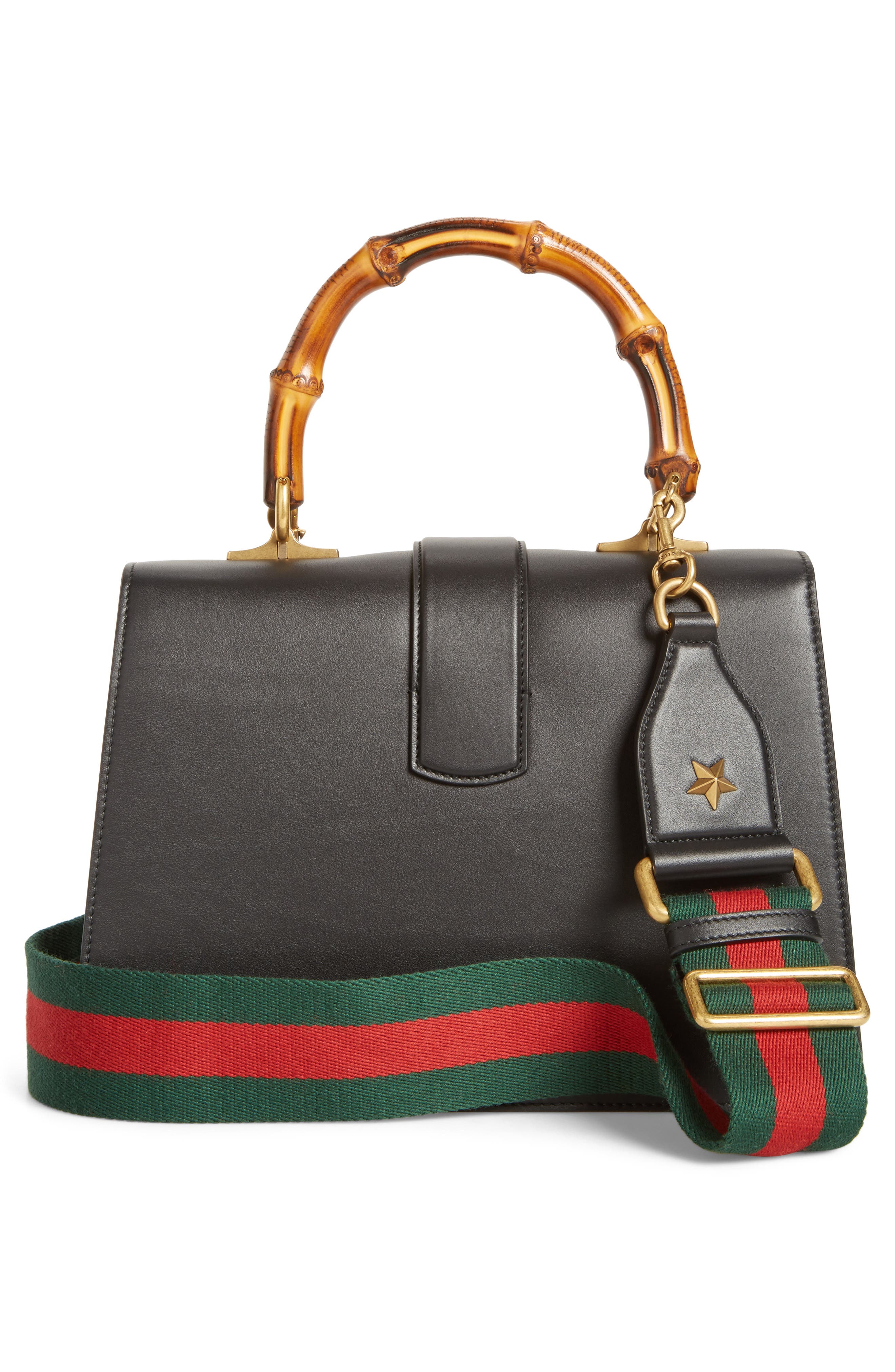 GUCCI Dionysus Stripped Leather Top Handle Bag, Black/Green/Red | ModeSens