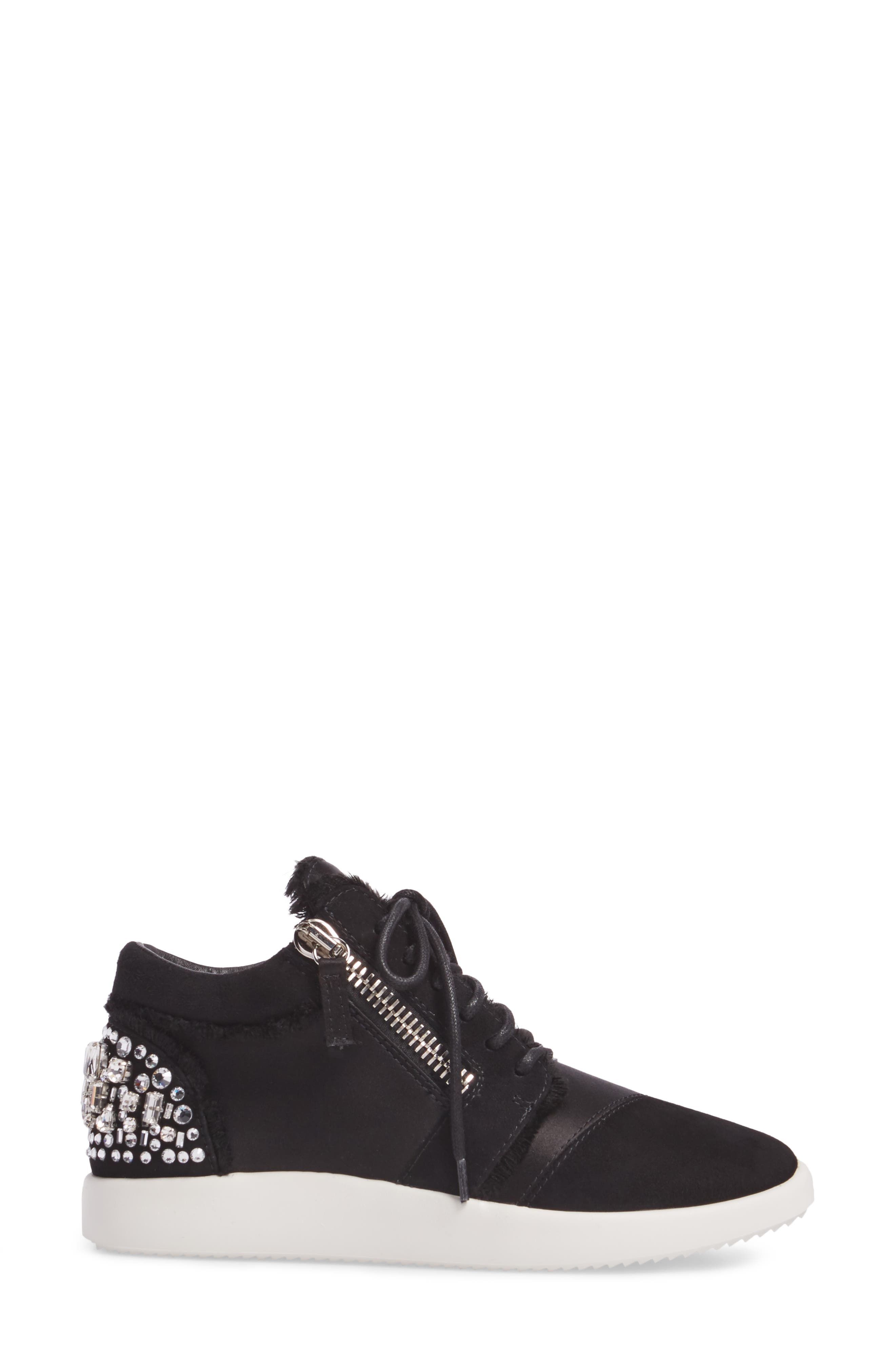 GIUSEPPE ZANOTTI Crystal-Embellished Suede & Satin Side-Zip Sneakers ...