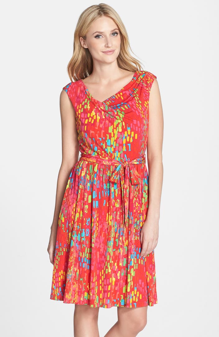 Ellen Tracy Print Jersey Fit & Flare Dress (Regular & Petite) | Nordstrom