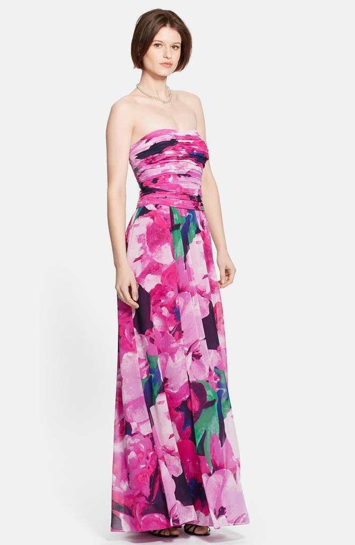 Lauren Ralph Lauren Floral Georgette Strapless Gown | Nordstrom