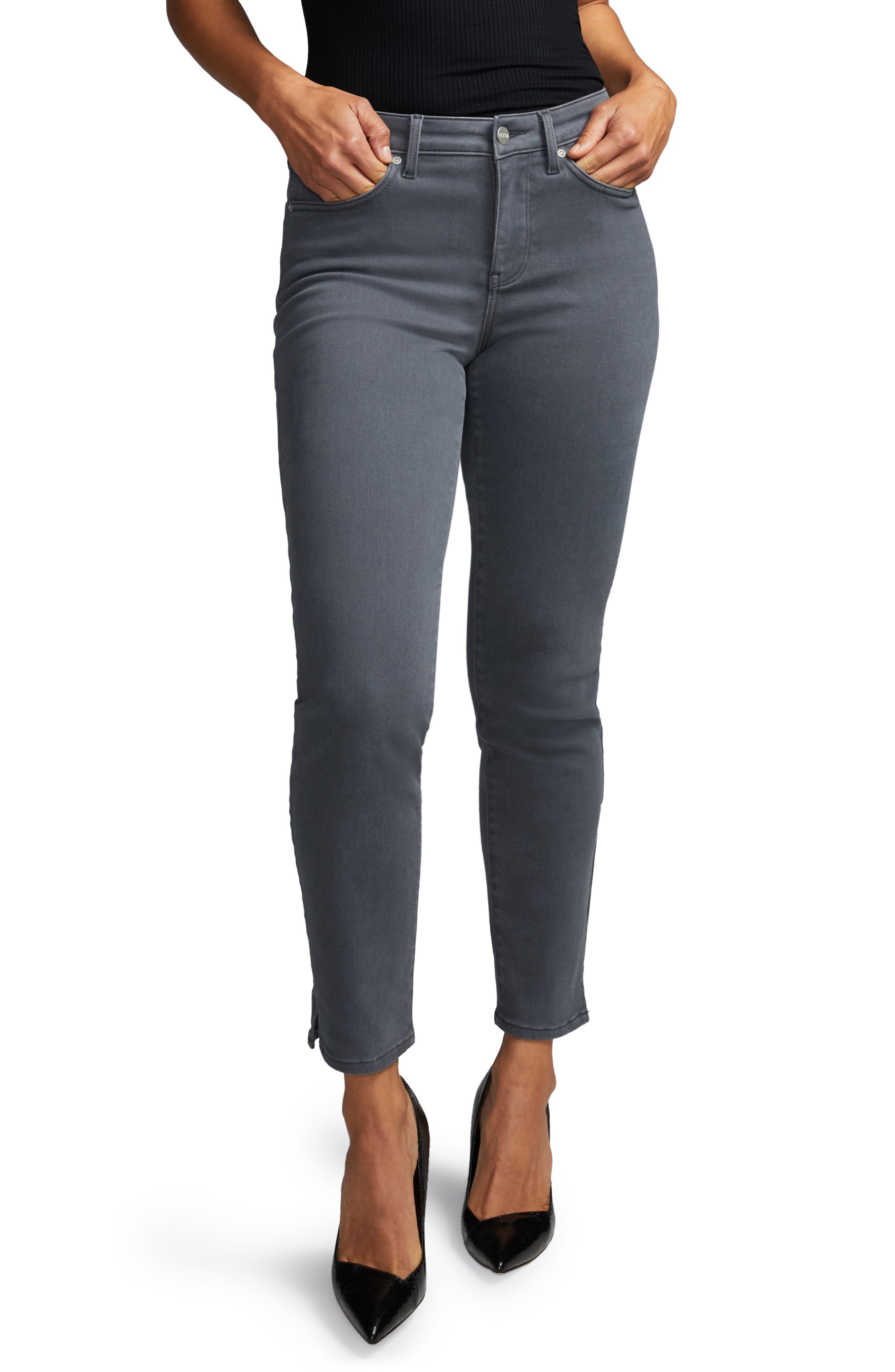 grey straight jeans ladies