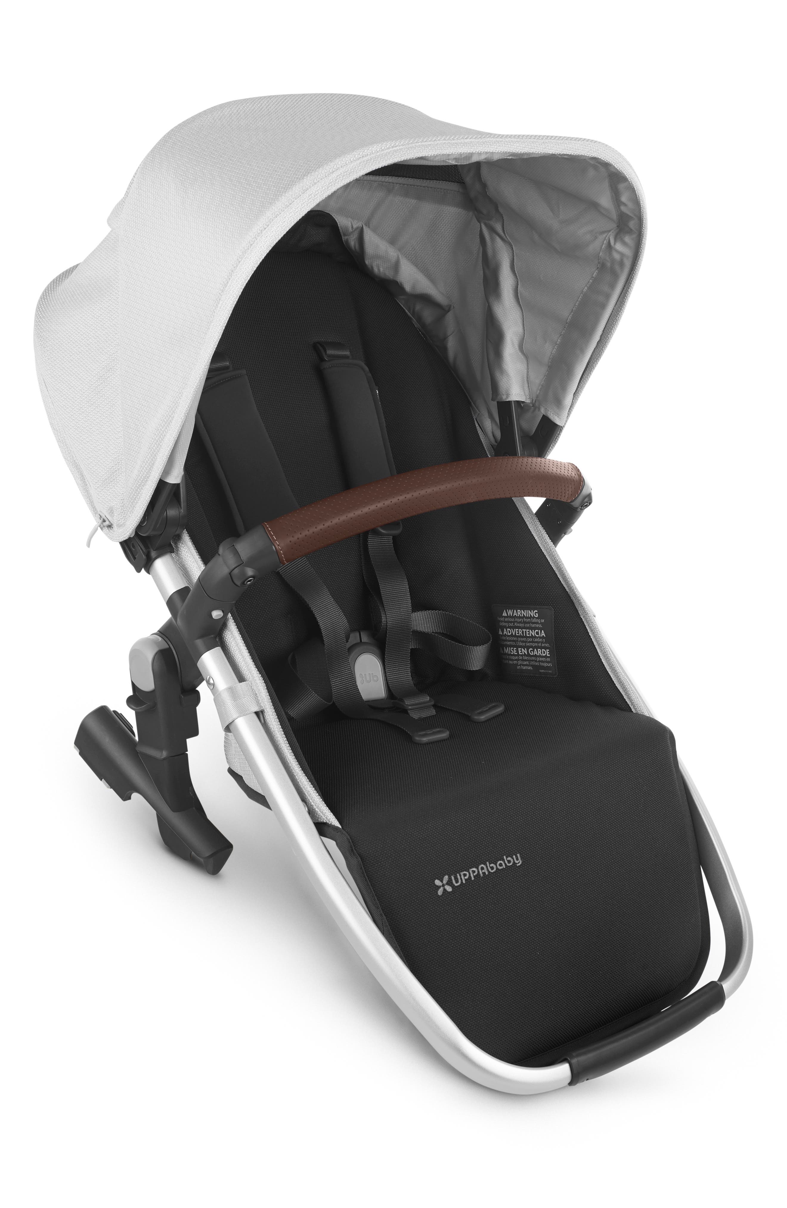 white leather stroller