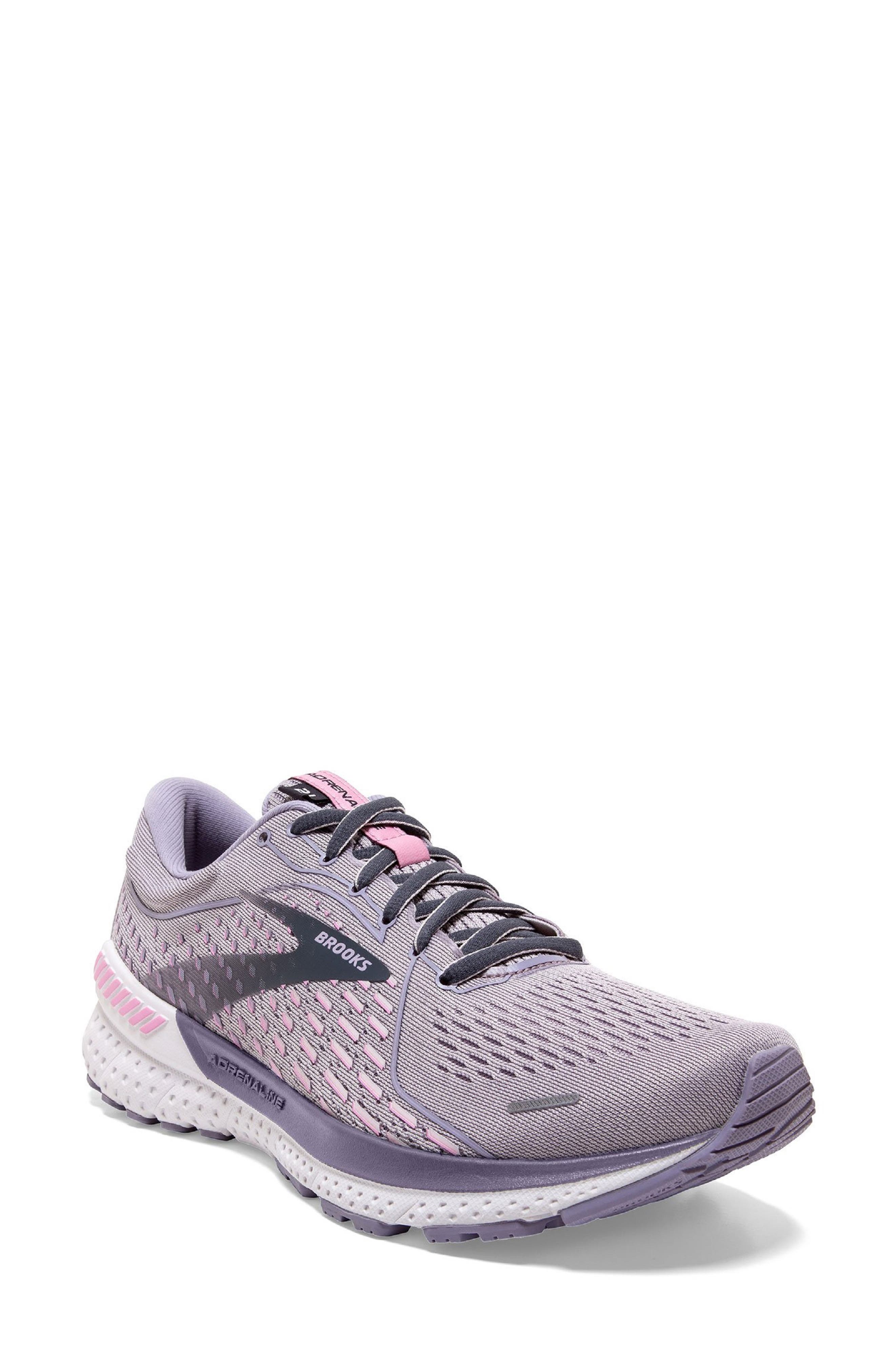 purple and grey sneakers