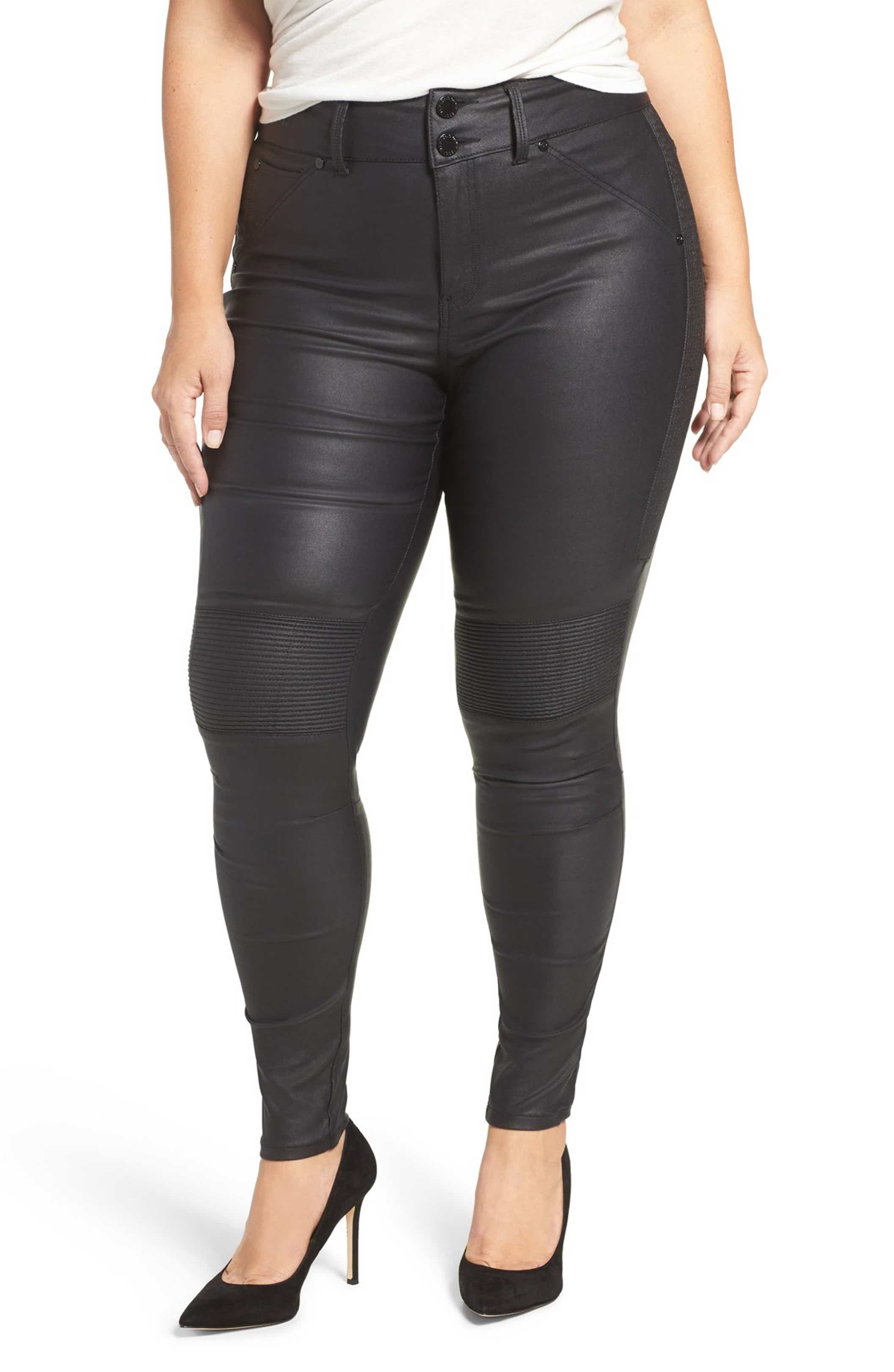 City Chic Skylar Coated Pintuck Skinny Jeans (Plus Size) | Nordstrom