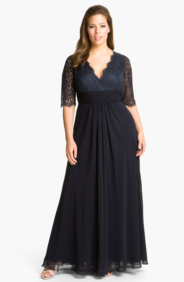 JS Collections Lace & Chiffon Dress (Plus) | Nordstrom