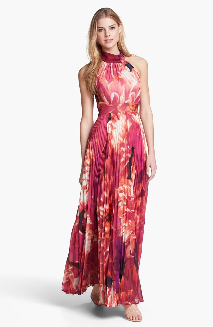 Eliza J Print Chiffon Halter Maxi Dress | Nordstrom