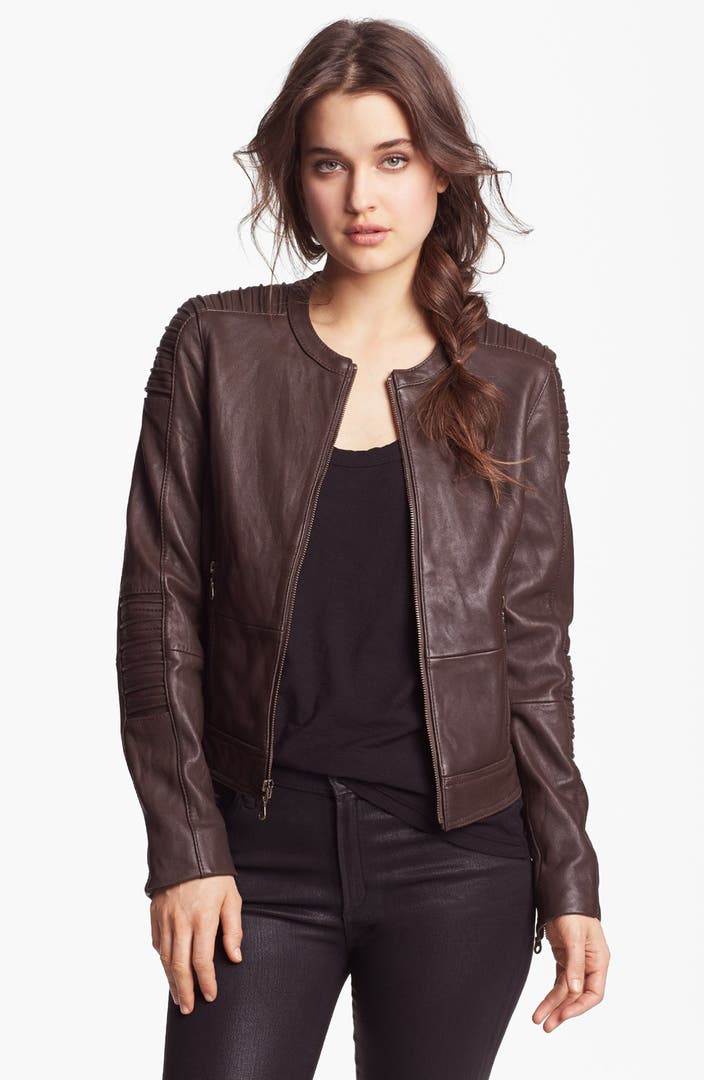 DKNY Collarless Leather Jacket | Nordstrom