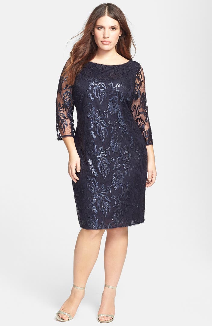 Adrianna Papell Sequin Lace Sheath Dress (Plus Size) | Nordstrom