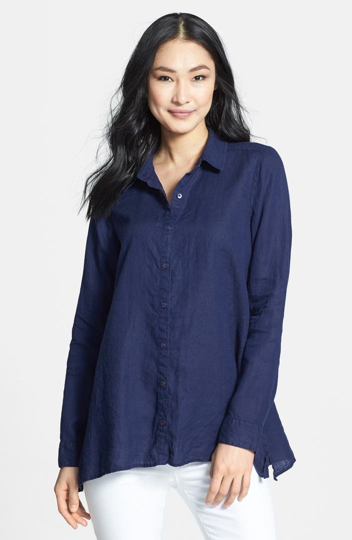 Eileen Fisher Organic Linen Classic Collar Boxy Shirt | Nordstrom