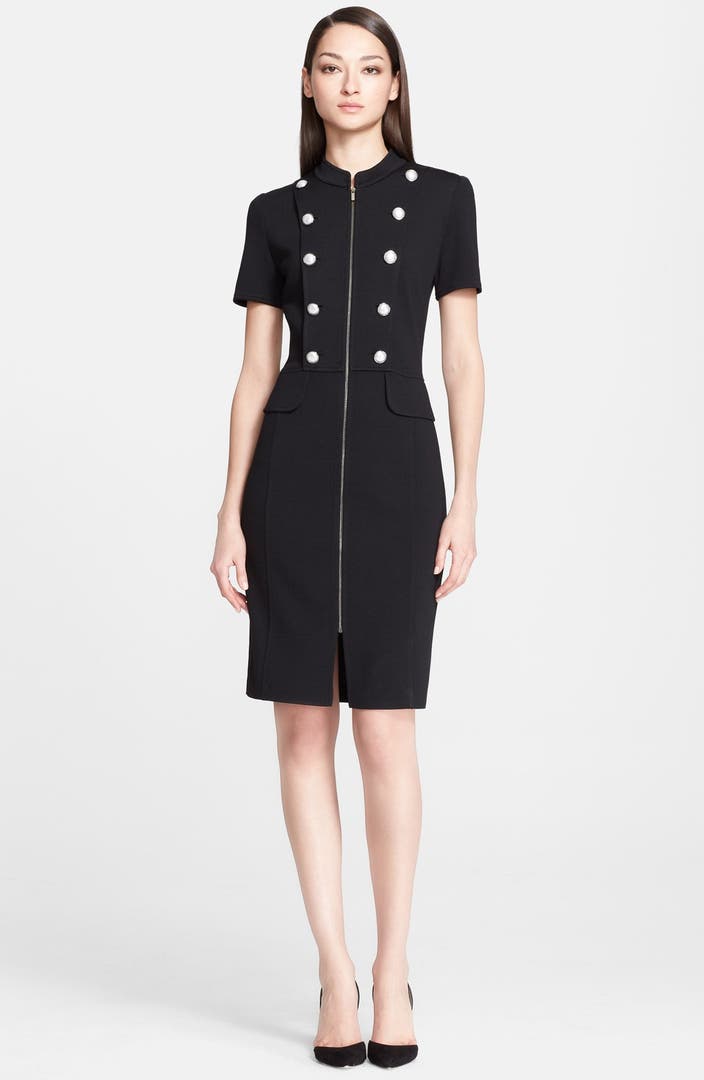 St. John Collection Milano Knit Military Dress | Nordstrom