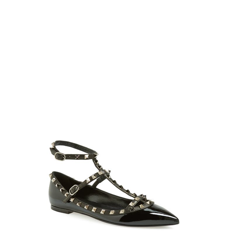 Valentino 'Noir Rockstud' Double Ankle Strap Patent Leather Pointy Toe ...