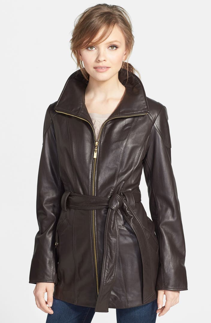 Ellen Tracy Leather Trench Jacket (Regular & Petite) | Nordstrom