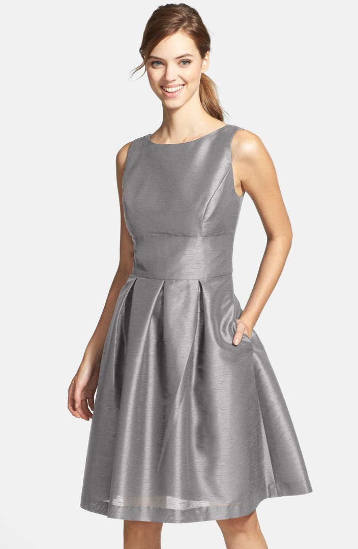 Alfred Sung Dupioni Fit & Flare Dress | Nordstrom