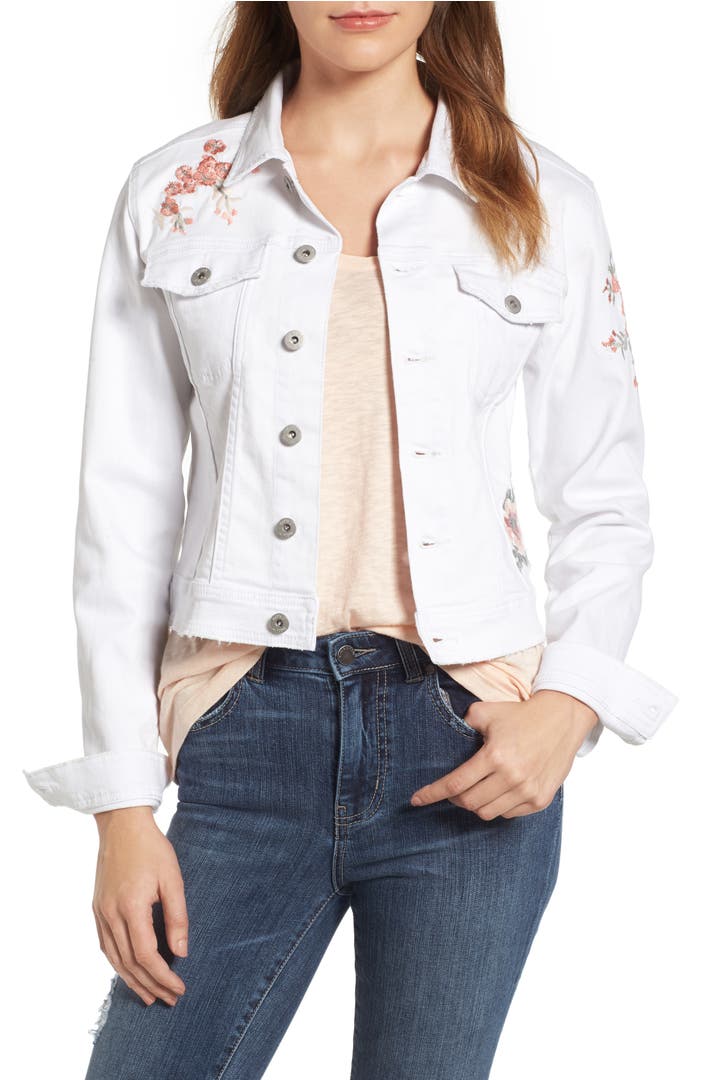 BILLY T Embroidered White Denim Jacket | Nordstrom
