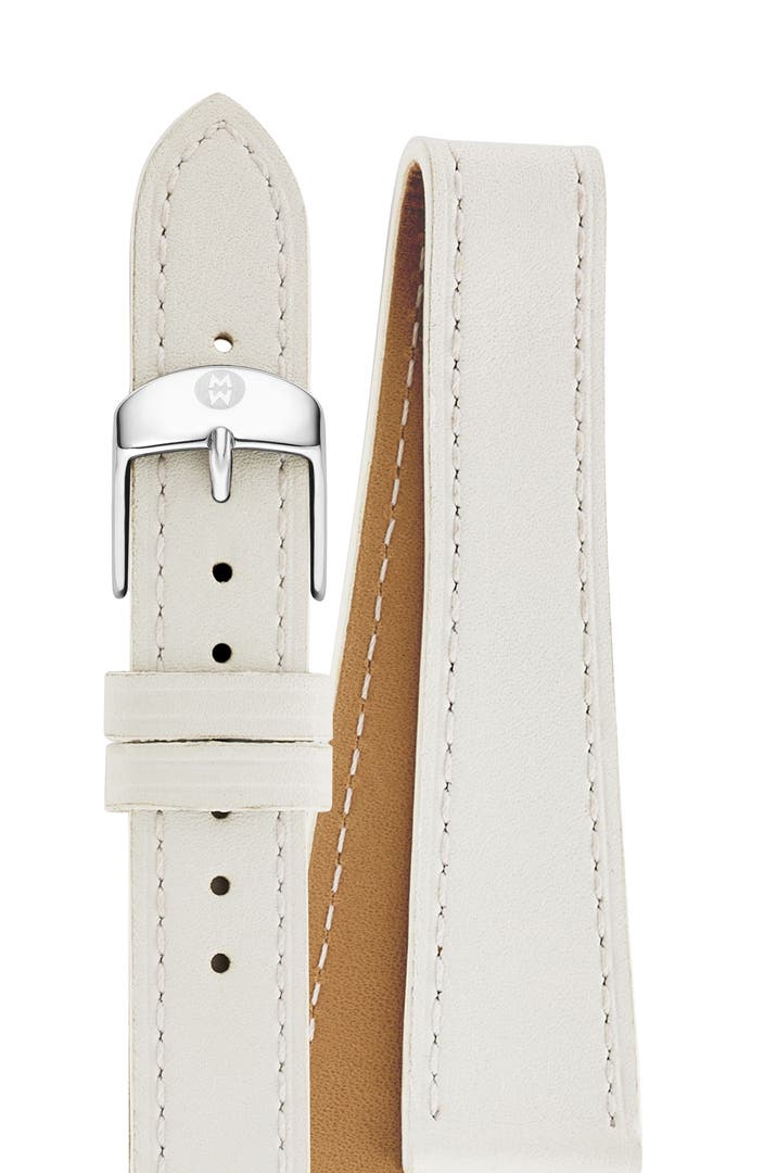 MICHELE 18mm Leather Double Wrap Watch Strap | Nordstrom