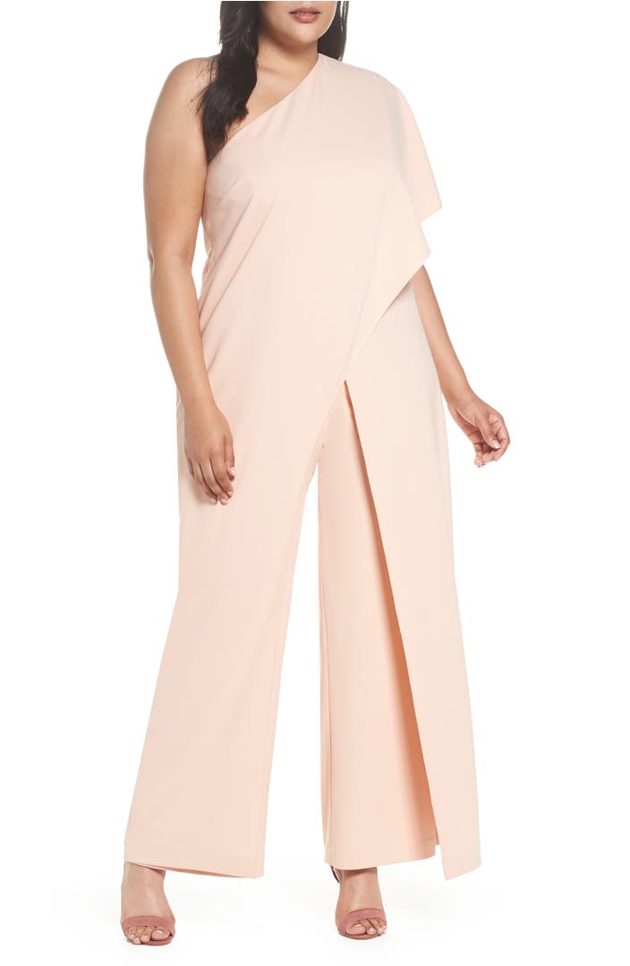 Adrianna Papell One-Shoulder Jumpsuit (Plus Size) | Nordstrom
