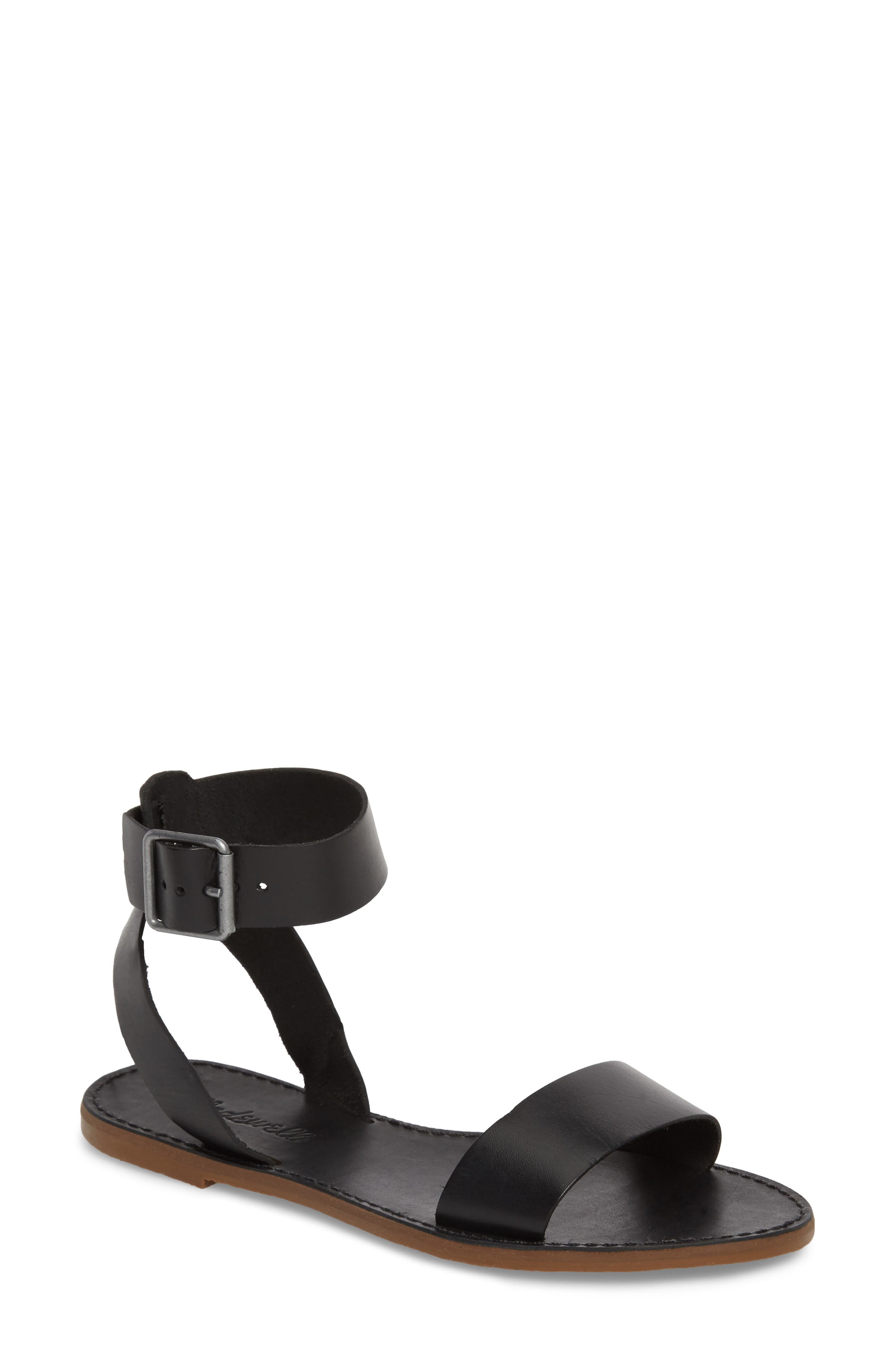 Madewell The Boardwalk Ankle Strap Sandal In True Black Leather | ModeSens
