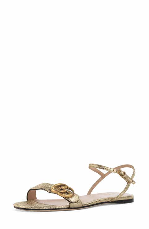 Gucci Marmont Quarter Strap Flat Sandal (Women)