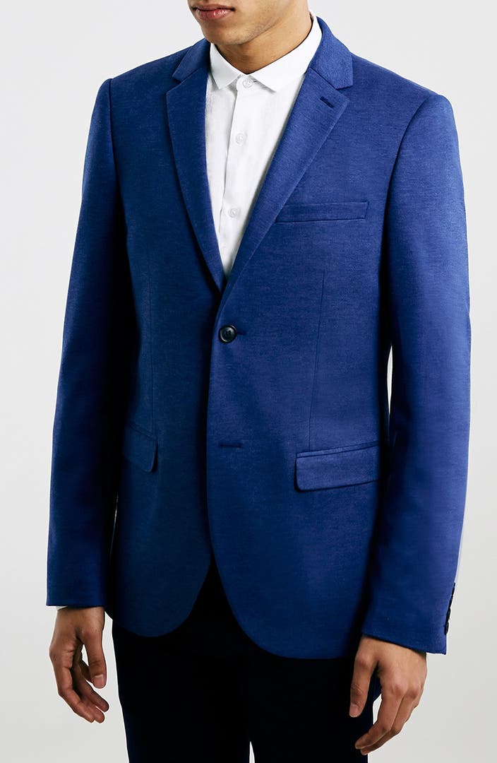Topman Blue Skinny Fit Jersey Blazer | Nordstrom