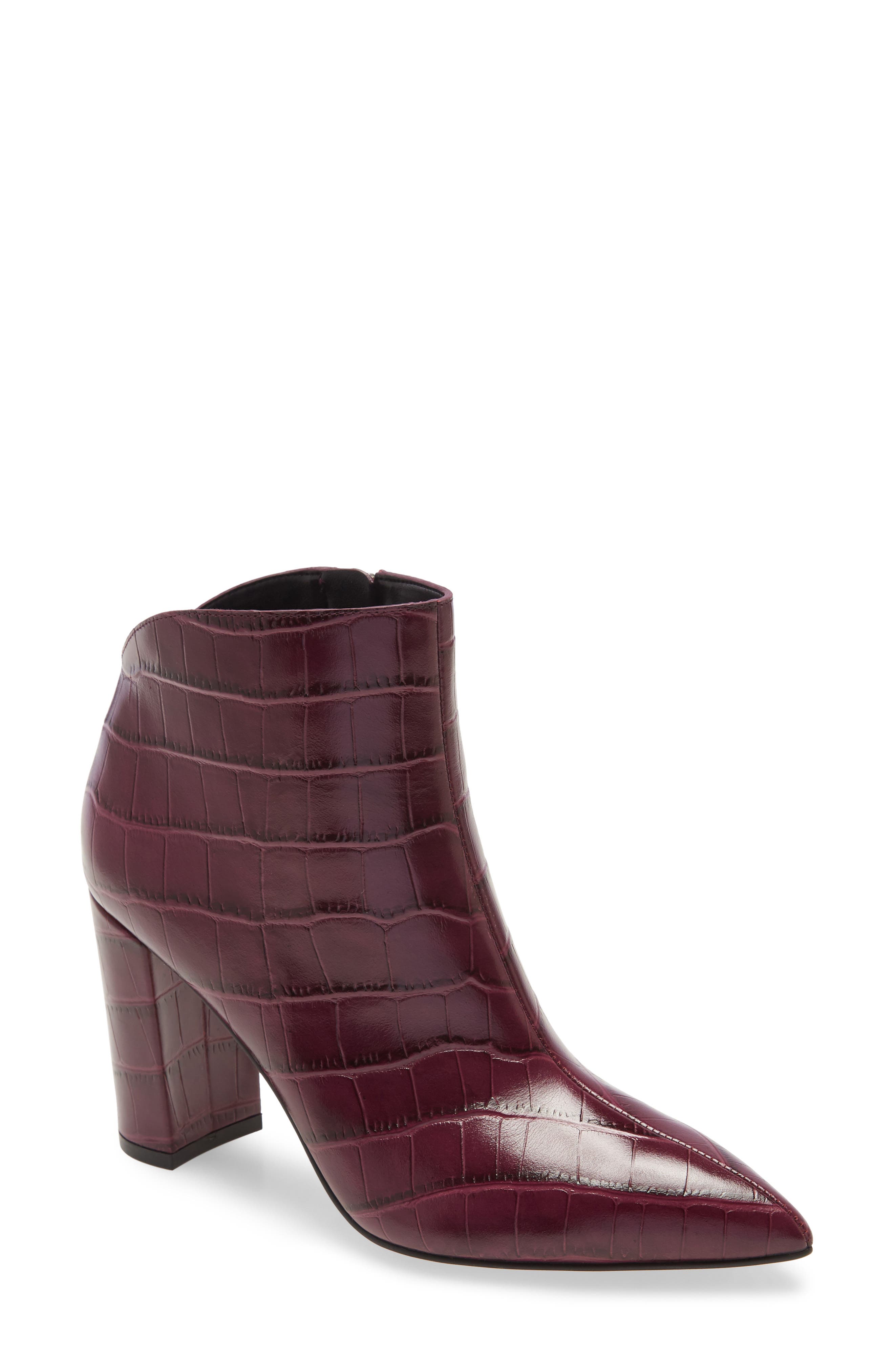 wine leather booties