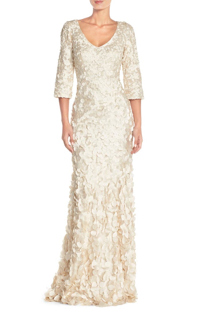 Theia Petal Appliqué Gown | Nordstrom