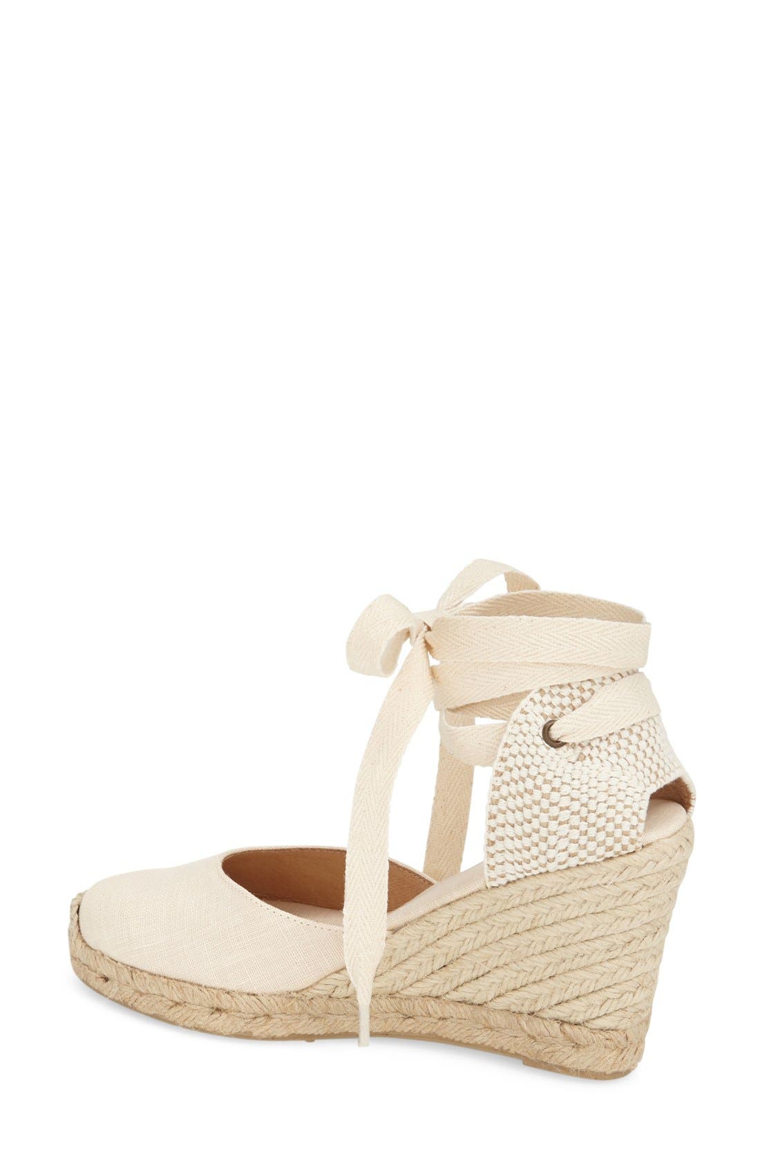 Soludos Canvas Ankle-Wrap Wedge Espadrilles In Blush | ModeSens