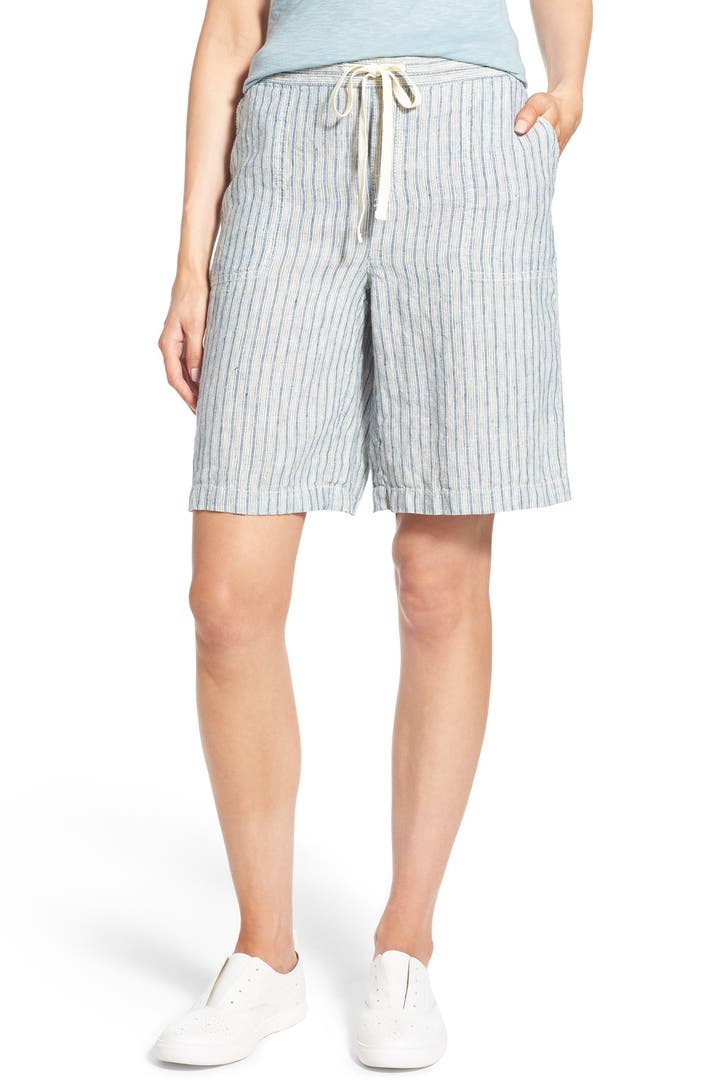 Caslon® Linen Drawstring Bermuda Shorts (Regular & Petite) | Nordstrom