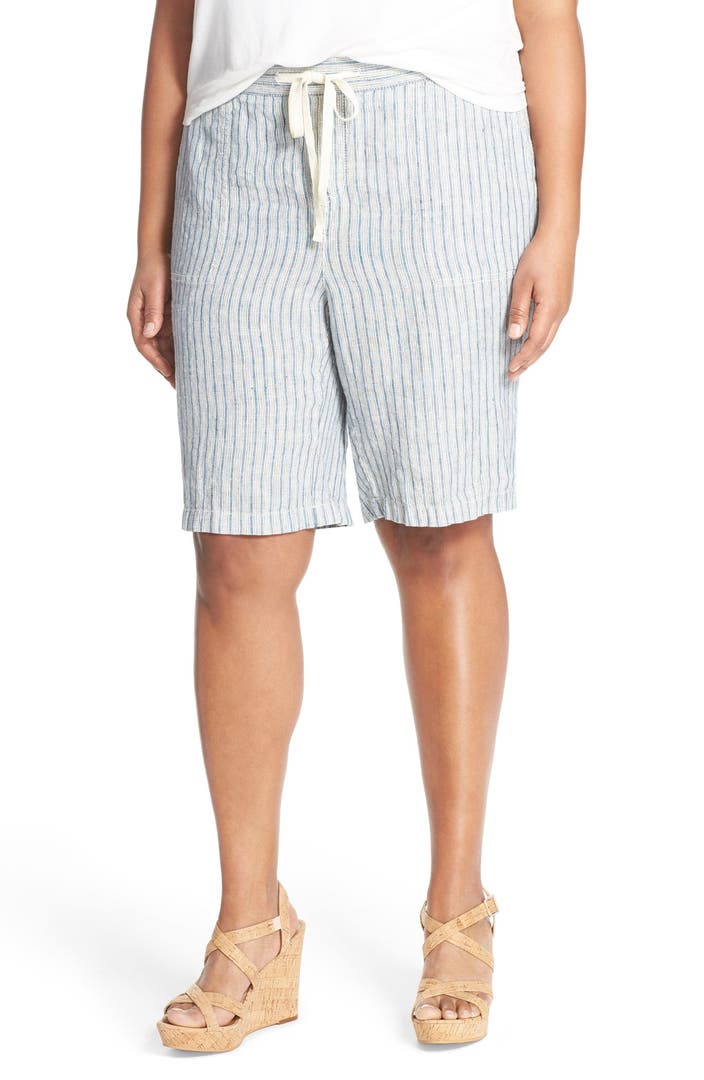 Caslon® Linen Drawstring Bermuda Shorts (Plus Size) | Nordstrom