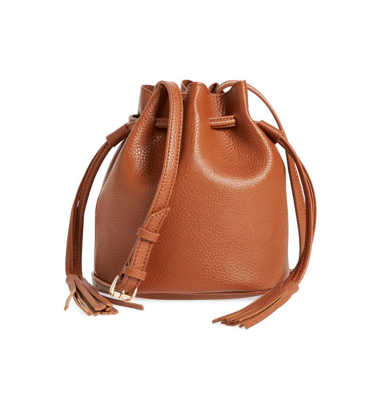 Street Level Mini Faux Leather Tassel Bucket Bag | Nordstrom