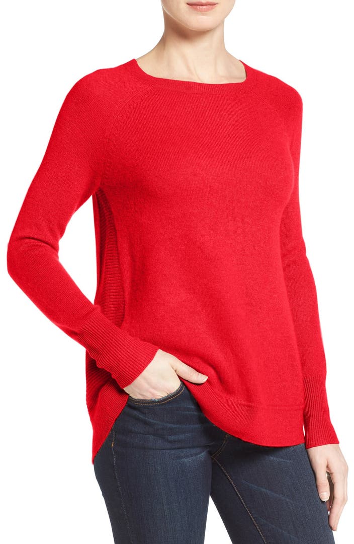 Halogen® Zip Back Crewneck Cashmere Sweater (Regular & Petite) | Nordstrom