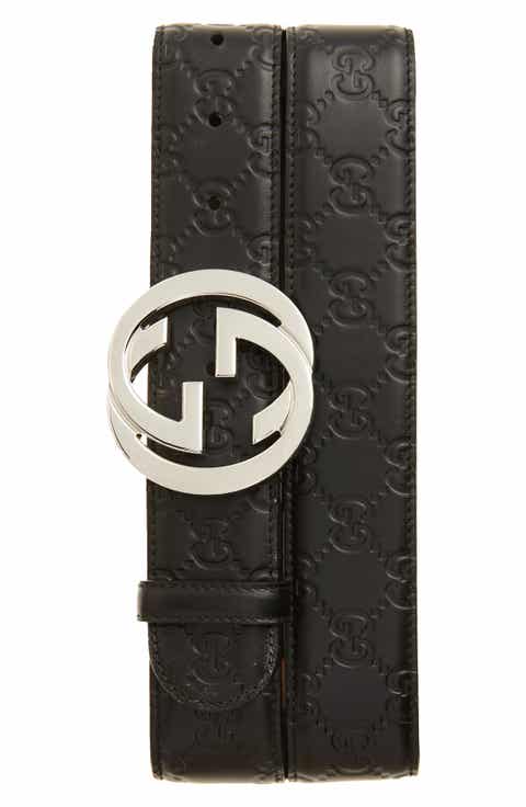 Gucci Logo Embossed Leather Belt