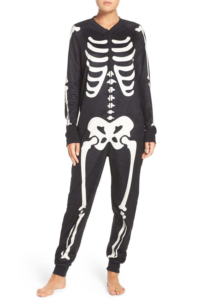 COZY ZOE Skeleton One-Piece Pajamas | Nordstrom