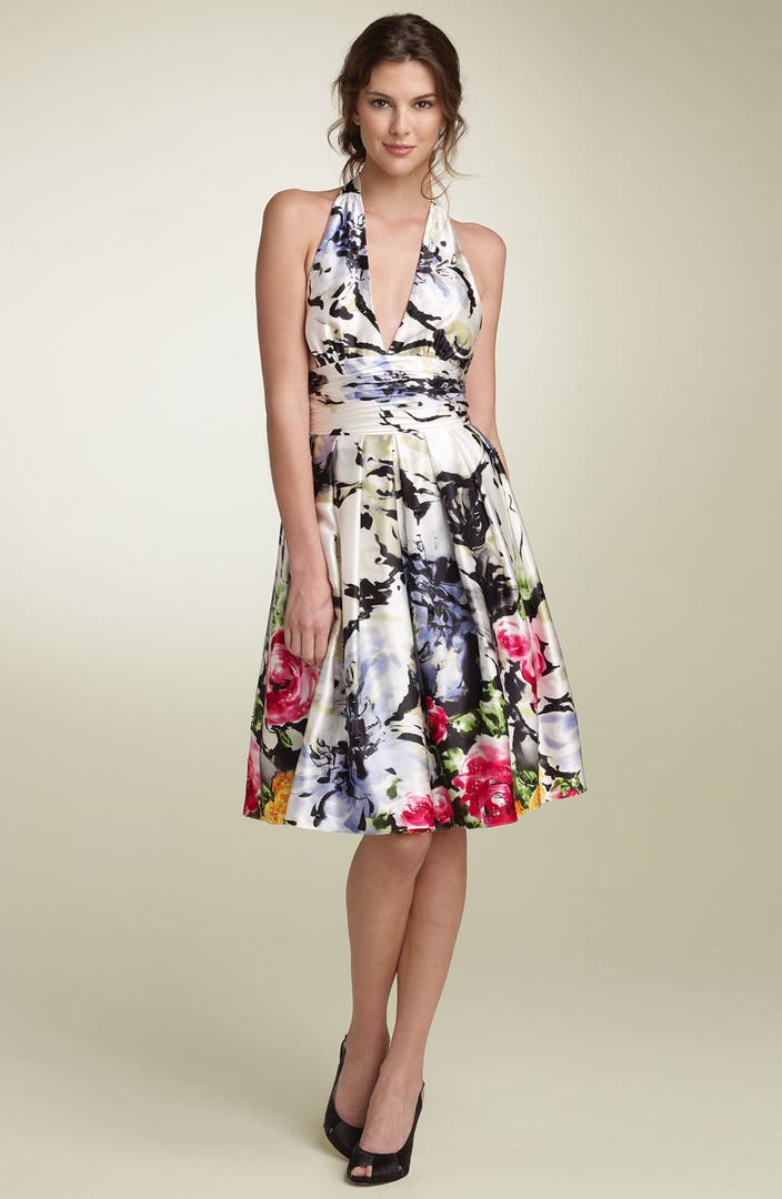 Adrianna Papell Floral Silk Halter Dress | Nordstrom