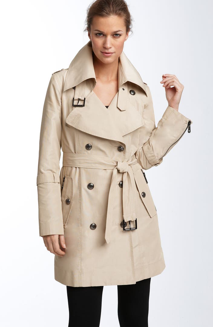 Andrew Marc 'Tracy' Taffeta Faille Double Breasted Trench Coat | Nordstrom