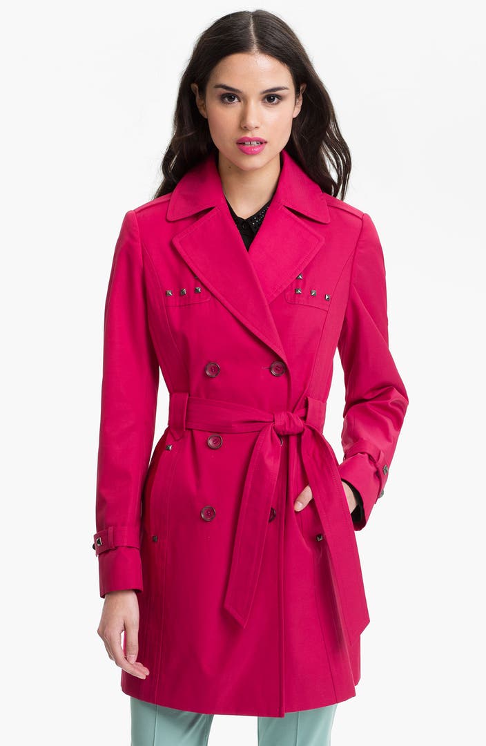 Via Spiga Studded Double Breasted Trench Coat (Online Only) | Nordstrom