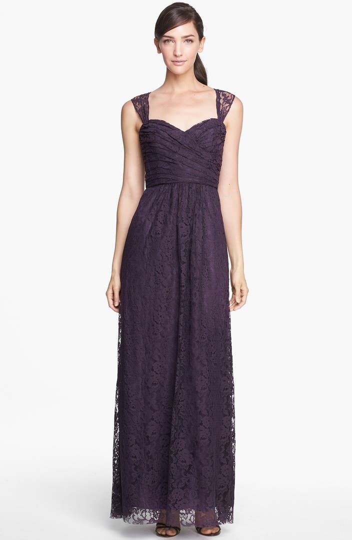Amsale Pleated Lace Sweetheart Gown | Nordstrom