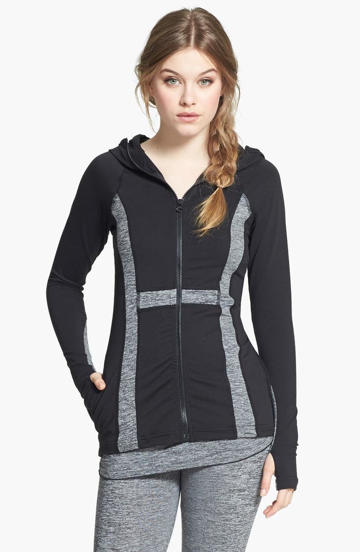 Hard Tail Contrast Panel Front Zip Hoodie | Nordstrom