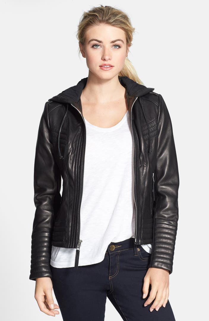 MICHAEL Michael Kors Hooded Leather Jacket | Nordstrom