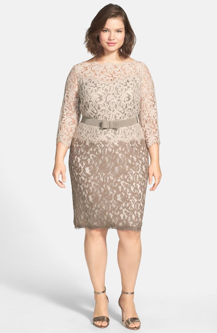 Tadashi Shoji Belted Lace Dress (Plus Size) | Nordstrom