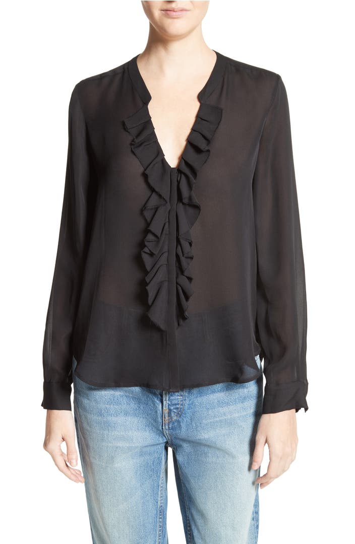 L'AGENCE Silk Ruffle Blouse | Nordstrom