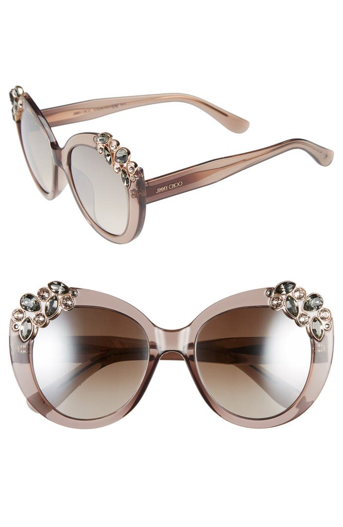 Jimmy Choo 'Megan' 53mm Crystal Embellished Round Sunglasses | Nordstrom