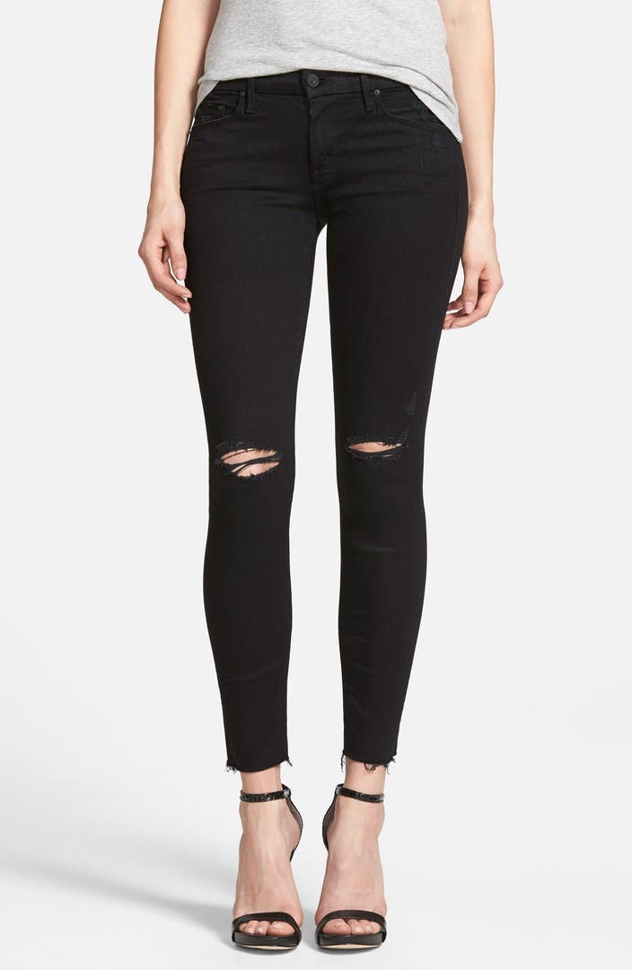 MOTHER 'The Looker' Frayed Ankle Skinny Jeans (Guilty As Sin) | Nordstrom